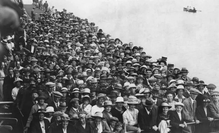 Framed Print : People waiting to go on a boat trip, Bournemouth Pier, August 1921 Framed Print : People waiting to go on a boat trip, Bournemouth Pier, August 1921