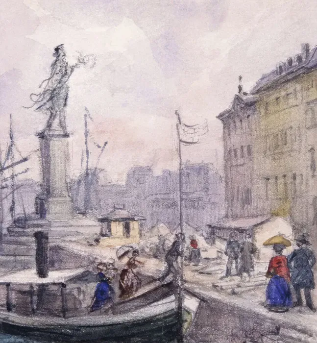Framed Print : People walking on Skeppsbron. (c1860s). Creator: Fritz von Dardel Framed Print : People walking on Skeppsbron. (c1860s). Creator: Fritz von Dardel