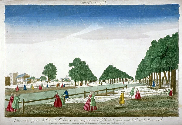 People walking in St Jamess Park, Westminster, London, c1760. Artist