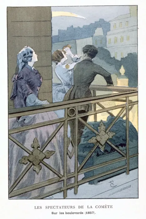 Framed Print : People watching a comet, 1857 Framed Print : People watching a comet, 1857