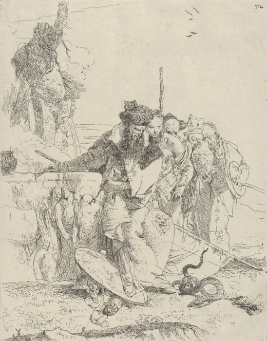 Framed Print : Six people watching a snake, from the Scherzi, ca. 1743-50 Framed Print : Six people watching a snake, from the Scherzi, ca. 1743-50