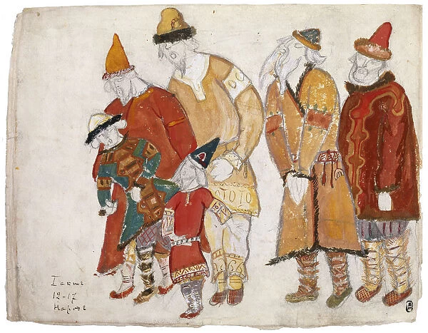 Peoples. Costume design for the opera Prince Igor by A. Borodin, 1914. Artist: Roerich, Nicholas (1874-1947)