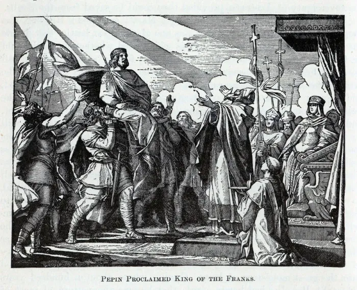 Framed Print : Pepin Proclaimed King of the Franks, 1882. Artist: Anonymous Framed Print : Pepin Proclaimed King of the Franks, 1882. Artist: Anonymous