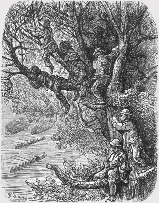Framed Print : Perched in the Trees, 1872. Creator: Gustave Doré Framed Print : Perched in the Trees, 1872. Creator: Gustave Doré