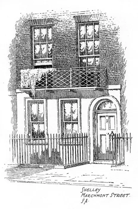 Framed Print : Percy Bysshe Shelleys house, Marchmont Street, Bloomsbury, London, 1912. Artist: Frederick Adcock Framed Print : Percy Bysshe Shelleys house, Marchmont Street, Bloomsbury, London, 1912. Artist: Frederick Adcock