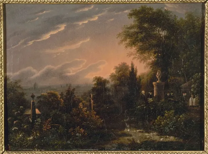 Framed Print : Pere-Lachaise cemetery, around 1820, current 20th arrondissement, between 1815 and 1825. Creator: Unknown Framed Print : Pere-Lachaise cemetery, around 1820, current 20th arrondissement, between 1815 and 1825. Creator: Unknown