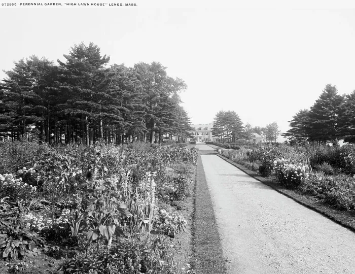 Framed Print : Perennial garden, High Lawn House, Lenox, Mass. between 1900 and 1920. Creator: Unknown Framed Print : Perennial garden, High Lawn House, Lenox, Mass. between 1900 and 1920. Creator: Unknown