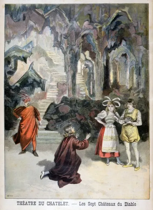 Framed Print : Performance of Les Sept Chateaux du Diable, Theatre du Chatelet, Paris, 1896. Artist: F Meaulle Framed Print : Performance of Les Sept Chateaux du Diable, Theatre du Chatelet, Paris, 1896. Artist: F Meaulle