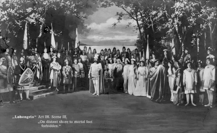 Framed Print : Performance of Richard Wagners opera Lohengrin (act III, scene III), 1907. Artist: Schwalb Framed Print : Performance of Richard Wagners opera Lohengrin (act III, scene III), 1907. Artist: Schwalb