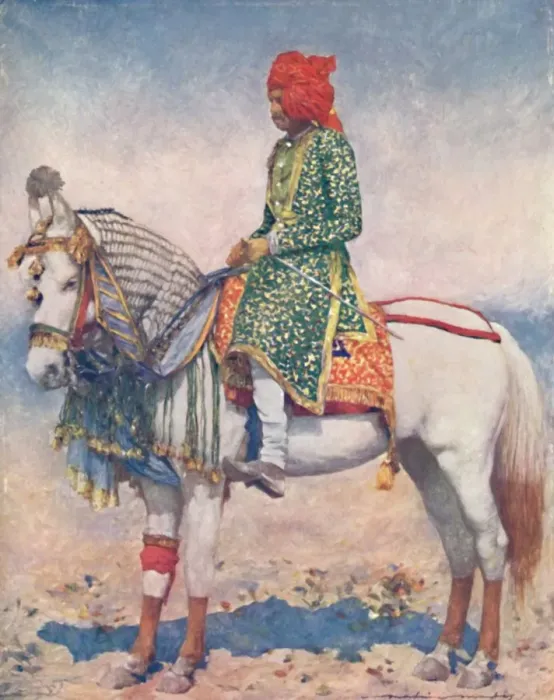 Framed Print : A Performing Horse from the Alwar State, 1903. Artist: Mortimer L Menpes Framed Print : A Performing Horse from the Alwar State, 1903. Artist: Mortimer L Menpes