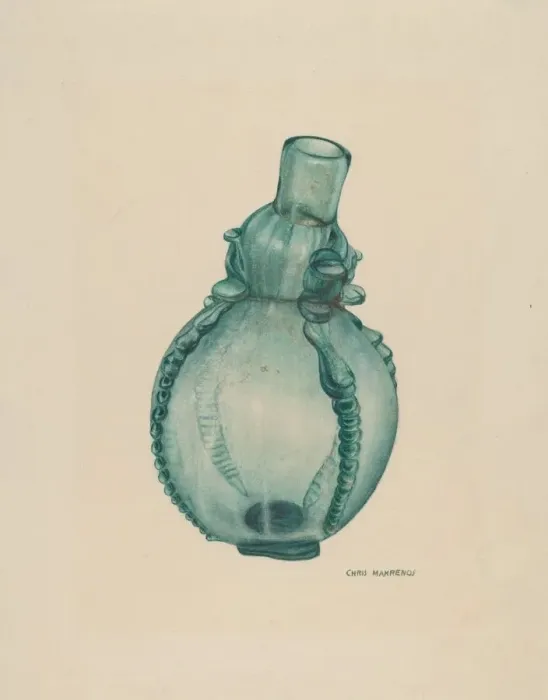Framed Print : Perfume Bottle, c. 1941. Creator: Chris Makrenos Framed Print : Perfume Bottle, c. 1941. Creator: Chris Makrenos