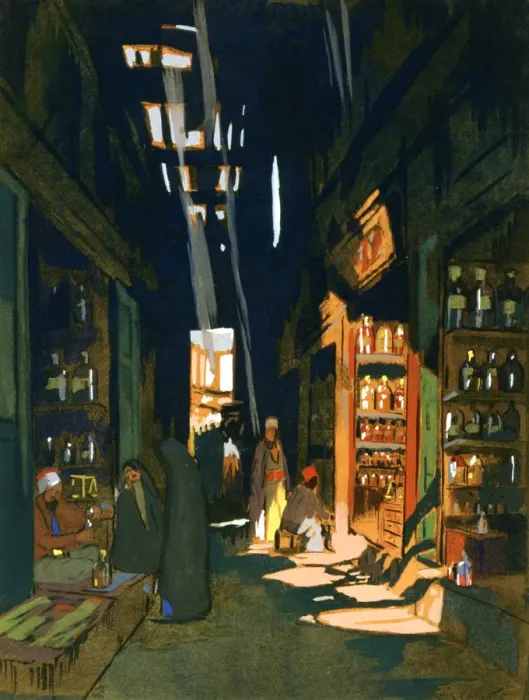 Framed Print : Perfume Merchant, 1928. Artist: Louis Cabanes Framed Print : Perfume Merchant, 1928. Artist: Louis Cabanes