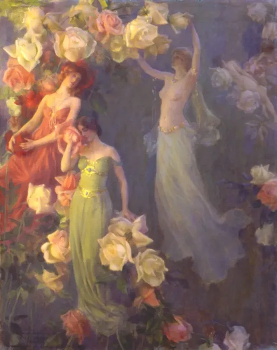 Framed Print : The Perfume of Roses, 1902. Creator: Charles C. Curran Framed Print : The Perfume of Roses, 1902. Creator: Charles C. Curran
