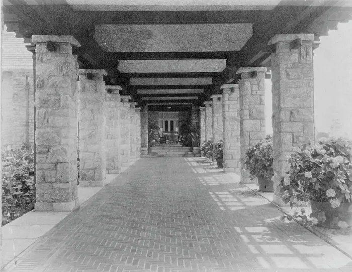 Framed Print : Pergola of home of Edmund Cogswell Converse, Greenwich, Connecticut, 1908. Creator: Frances Benjamin Johnston Framed Print : Pergola of home of Edmund Cogswell Converse, Greenwich, Connecticut, 1908. Creator: Frances Benjamin Johnston
