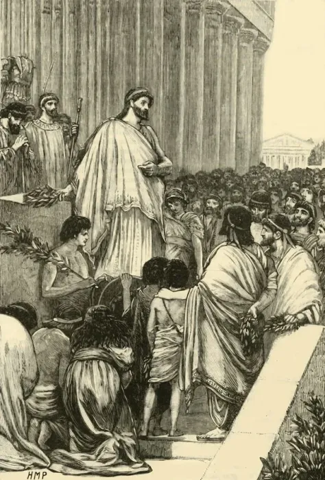 Framed Print : Pericles Delivering the Funeral Oration Over the Athenians, 1890. Creator: Unknown Framed Print : Pericles Delivering the Funeral Oration Over the Athenians, 1890. Creator: Unknown