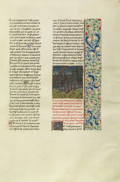 Framed Print : Perrot le Biernois Invading Montferrant; Chroniques (Book Three), about 1480-1483. Creator: Unknown Framed Print : Perrot le Biernois Invading Montferrant; Chroniques (Book Three), about 1480-1483. Creator: Unknown