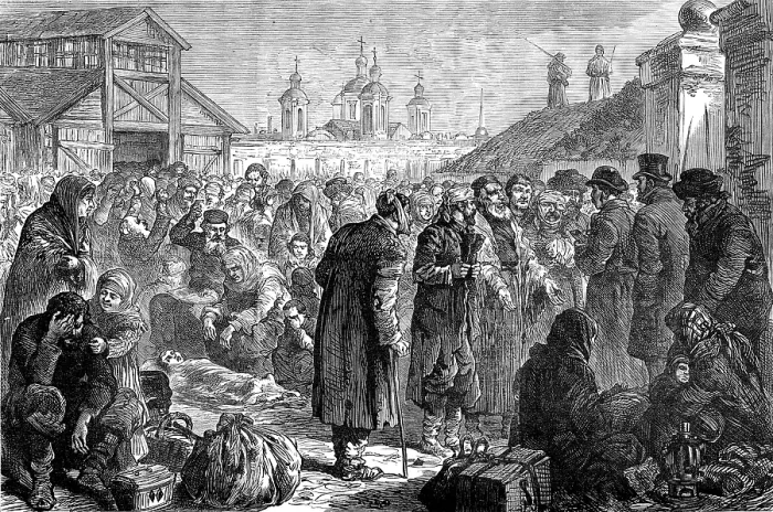 Framed Print : Persecution of the Jews in Russia: scene inside the arsenal at Kiev, 1881. Creator: Unknown Framed Print : Persecution of the Jews in Russia: scene inside the arsenal at Kiev, 1881. Creator: Unknown