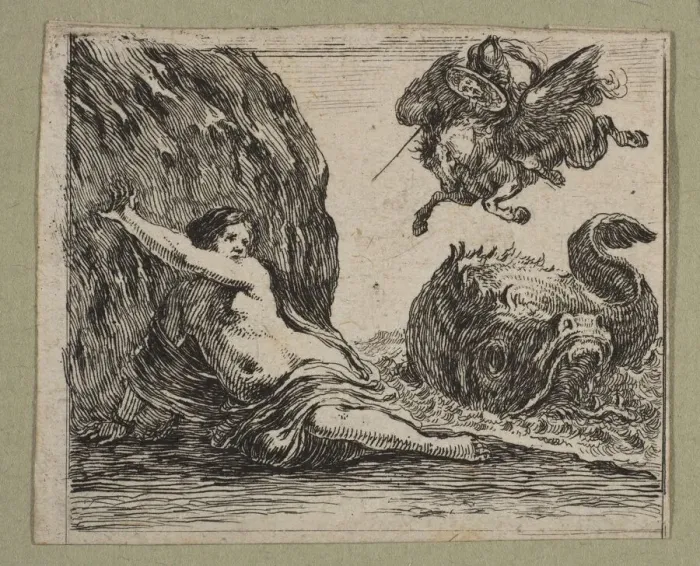 Framed Print : Persee et Andromede, 1644. Creator: Stefano della Bella Framed Print : Persee et Andromede, 1644. Creator: Stefano della Bella