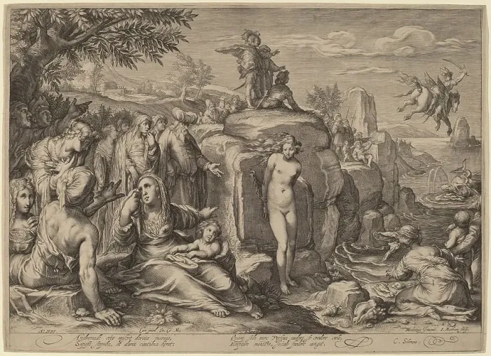 Framed Print : Perseus and Andromeda, 1597. Creator: Jacob Matham Framed Print : Perseus and Andromeda, 1597. Creator: Jacob Matham