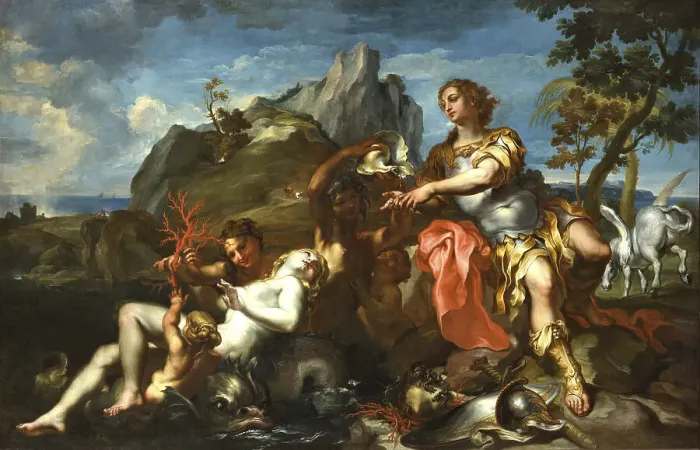 Framed Print : Perseus and Andromeda, c.1710. Creator: De Ferrari, Lorenzo (1680-1744) Framed Print : Perseus and Andromeda, c.1710. Creator: De Ferrari, Lorenzo (1680-1744)