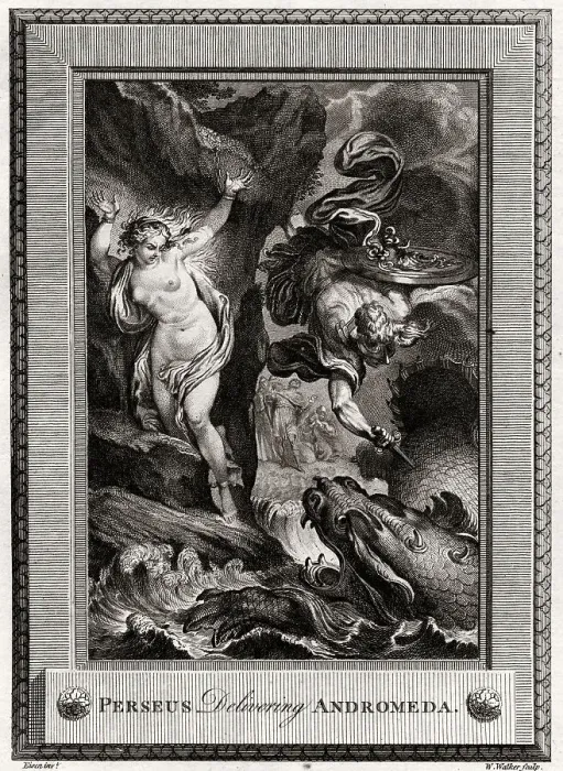 Framed Print : Perseus Delivering Andromeda, 1775. Artist: W Walker Framed Print : Perseus Delivering Andromeda, 1775. Artist: W Walker