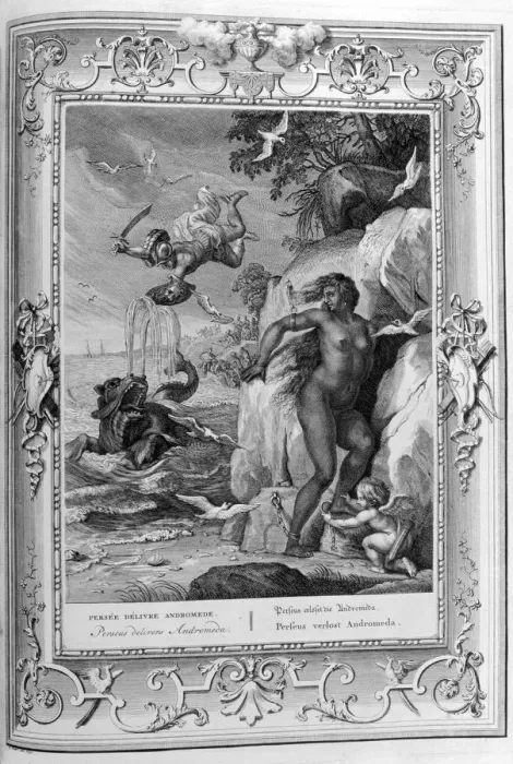 Framed Print : Perseus delivers Andromeda from the sea monster, 1733. Artist: Bernard Picart Framed Print : Perseus delivers Andromeda from the sea monster, 1733. Artist: Bernard Picart