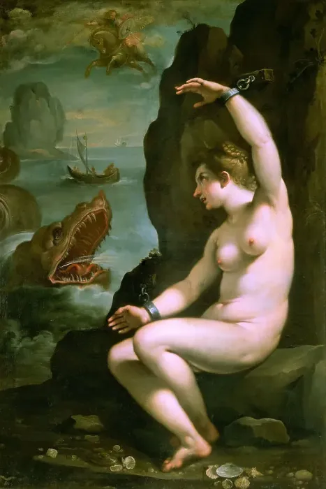 Framed Print : Perseus frees Andromeda, c.1612. Creator: Manetti, Rutilio (1571-1639) Framed Print : Perseus frees Andromeda, c.1612. Creator: Manetti, Rutilio (1571-1639)