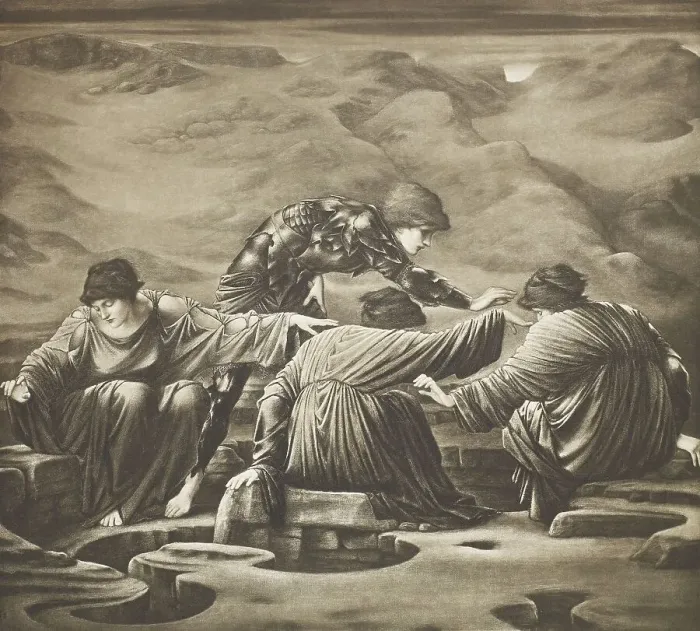 Framed Print : The Perseus Series - Perseus and the Graiae, c1870s, (1900). Creator: Unknown Framed Print : The Perseus Series - Perseus and the Graiae, c1870s, (1900). Creator: Unknown