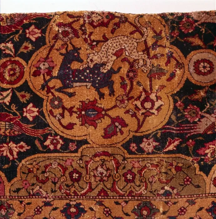 Framed Print : Detail of Persian Emperor Carpet, 16th century Framed Print : Detail of Persian Emperor Carpet, 16th century