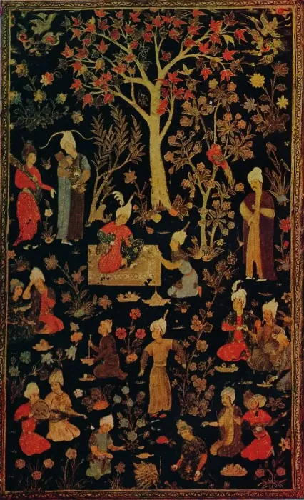 Framed Print : Persian Papier Mache Book Cover, c1600 Framed Print : Persian Papier Mache Book Cover, c1600
