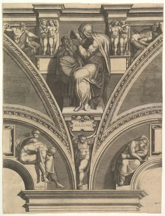 Framed Print : The Persian Sibyl; from the series of Prophets and Sibyls in the Sistine Chapel, 1570-75