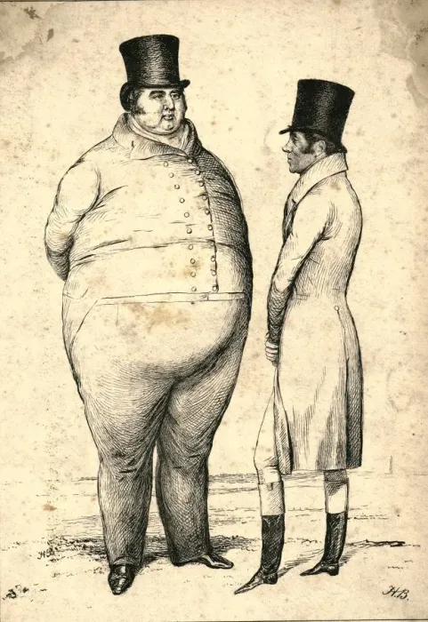 Framed Print : Two Personages of Great Weight on the Turf. Query_Which is the weightier ?, 1829 Framed Print : Two Personages of Great Weight on the Turf. Query_Which is the weightier ?, 1829
