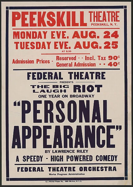 Personal Appearance 1, Peekskill, NY, [1930s]. Creator: Unknown