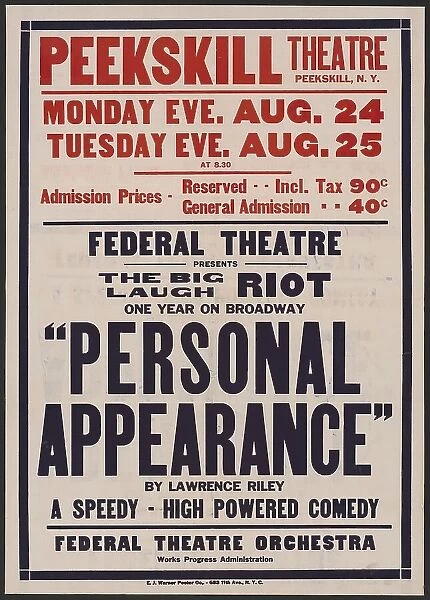 Personal Appearance 3, Peekskill, NY, [1930s]. Creator: Unknown