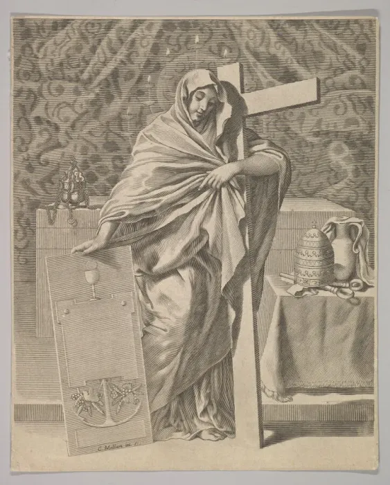 Framed Print : Personification of Faith, 1642. Creator: Claude Mellan Framed Print : Personification of Faith, 1642. Creator: Claude Mellan