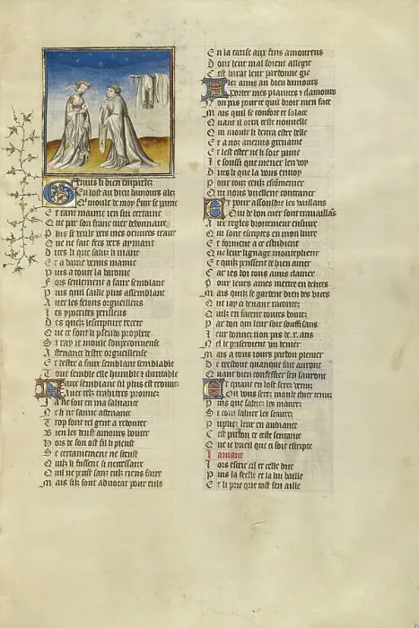 Framed Print : The Personification of Nature Giving Genius a Letter to the God of Love, about 1405. Creator: Unknown Framed Print : The Personification of Nature Giving Genius a Letter to the God of Love, about 1405. Creator: Unknown