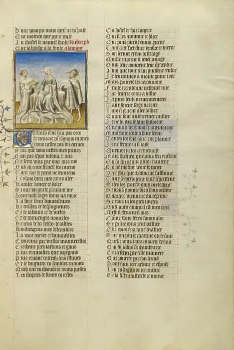 Framed Print : The Personification of Riches Overcome by the Sight of Gold in a Casket; Roman de la Rose, about 1405 Creator: Unknown