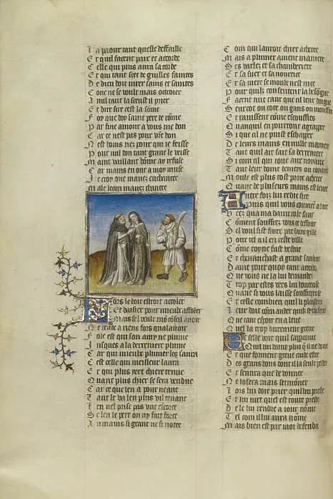 Framed Print : The Personifications of False Pretence and Abstinence before Resistance, about 1405. Creator: Unknown Framed Print : The Personifications of False Pretence and Abstinence before Resistance, about 1405. Creator: Unknown