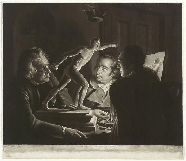 Three Persons Viewing the Gladiator by Candlelight, 1769. Creator: William Pether