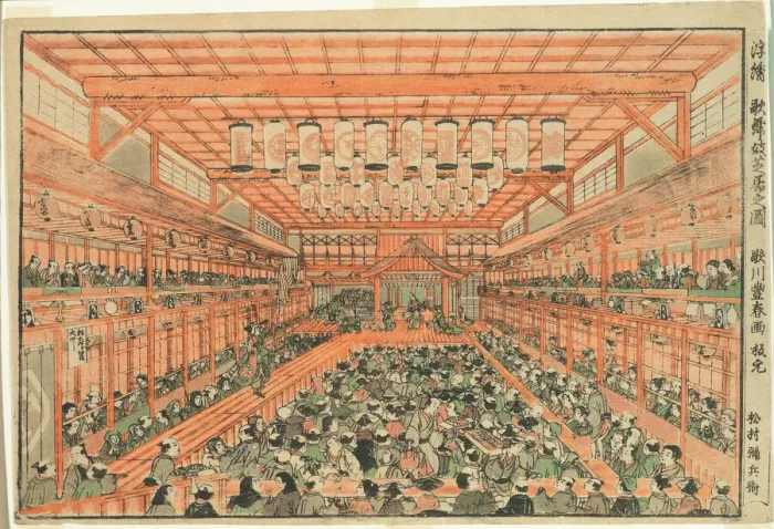 Framed Print : Perspective Picture of a Kabuki Theater (Uki-e Kabuki shibai no zu), c. 1776 Framed Print : Perspective Picture of a Kabuki Theater (Uki-e Kabuki shibai no zu), c. 1776