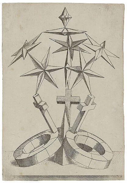 Perspective of Seven Stars Balanced on Three Crosses, 1567. Creator: Zündt, Mathis (1498-1572 / 81)