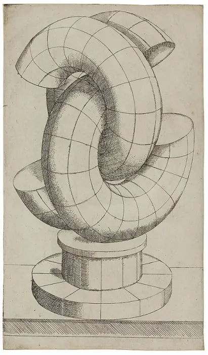 Framed Print : Perspective Study with Three C-Shaped Bodies Pushed into Each Other, 1567. Creator: Zündt, Mathis (1498-1572 / 81) Framed Print : Perspective Study with Three C-Shaped Bodies Pushed into Each Other, 1567. Creator: Zündt, Mathis (1498-1572 / 81)