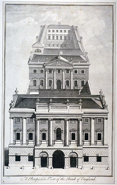 Perspective view of the Bank of England, City of London, c1750. Artist