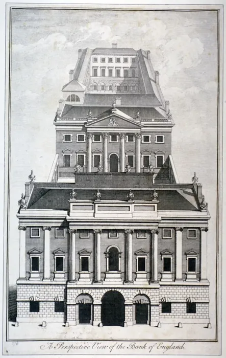 Framed Print : Perspective view of the Bank of England, City of London, c1750. Artist Framed Print : Perspective view of the Bank of England, City of London, c1750. Artist