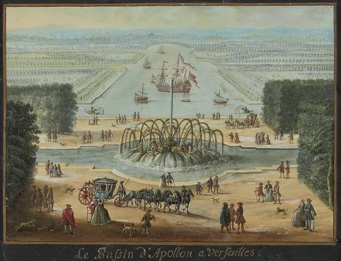 Framed Print : Perspective view of the Fountain of Apollo and the Grand Canal in Versailles, c1700-1719. Creator: Anonymous Framed Print : Perspective view of the Fountain of Apollo and the Grand Canal in Versailles, c1700-1719. Creator: Anonymous