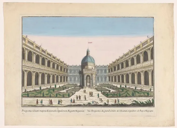 Framed Print : Perspective view of the Great Cloister of the Escorial Tomb of the Kings of Spain, 1700-1799. Creator: Unknown Framed Print : Perspective view of the Great Cloister of the Escorial Tomb of the Kings of Spain, 1700-1799. Creator: Unknown