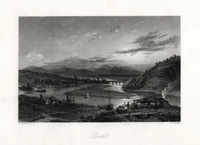 Framed Print : Perth, Australia, 19th century. Artist: John Cousen Framed Print : Perth, Australia, 19th century. Artist: John Cousen