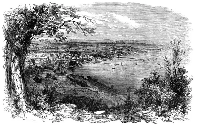 Framed Print : Perth, Western Australia, from Mount Eliza, 1856. Creator: Unknown Framed Print : Perth, Western Australia, from Mount Eliza, 1856. Creator: Unknown