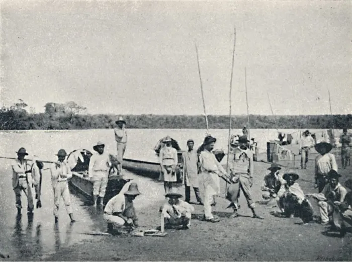 Framed Print : Pesca no Rio Grande, 1895. Artist: Francisco Henszler Framed Print : Pesca no Rio Grande, 1895. Artist: Francisco Henszler
