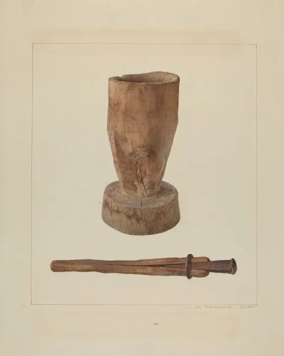 Framed Print : Pestle and Mortar, c. 1938. Creator: John Swientochowski Framed Print : Pestle and Mortar, c. 1938. Creator: John Swientochowski
